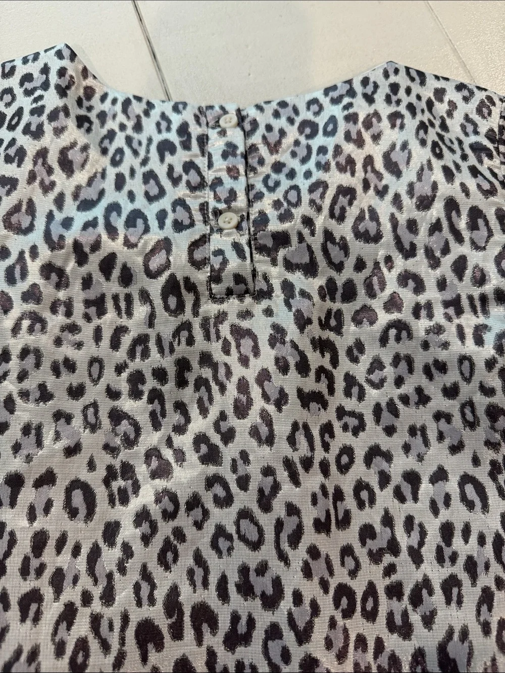 GAP Leopard Print Shift Dress in Cream and Black with subtle shimmer